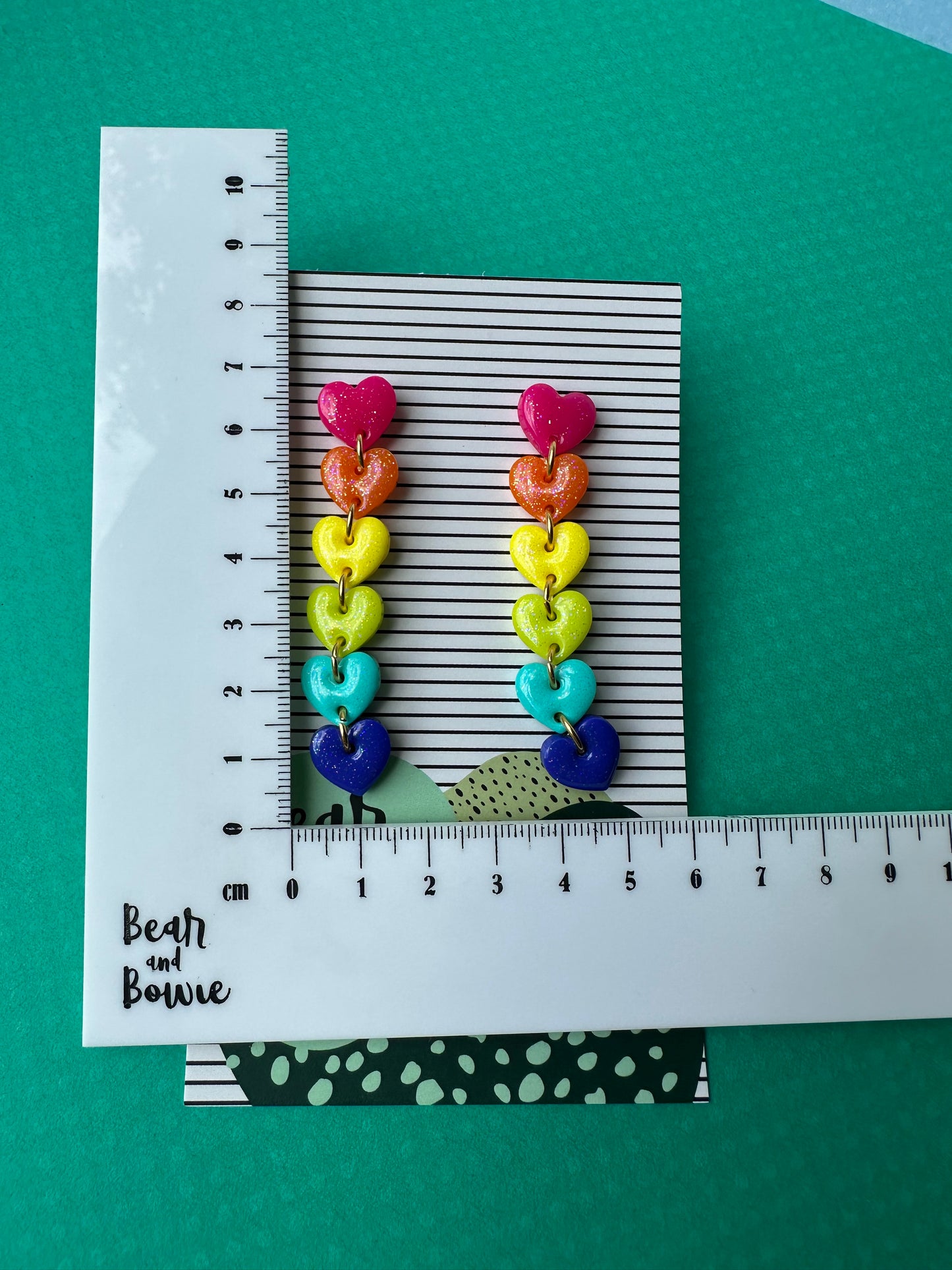 Glitter Rainbow Heart Drop Earrings