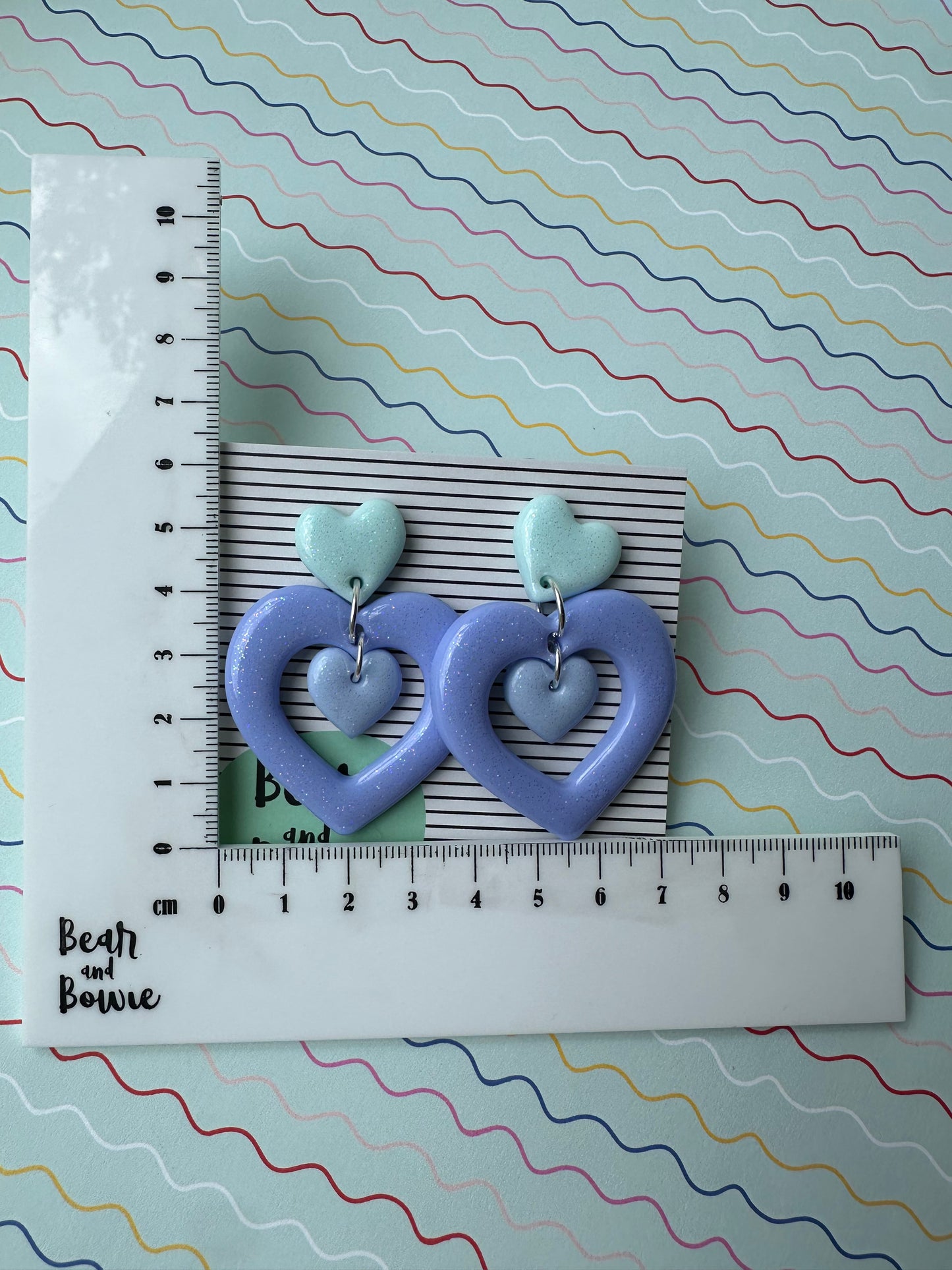 Pastel Purple and Blue Glittery Heart Earrings