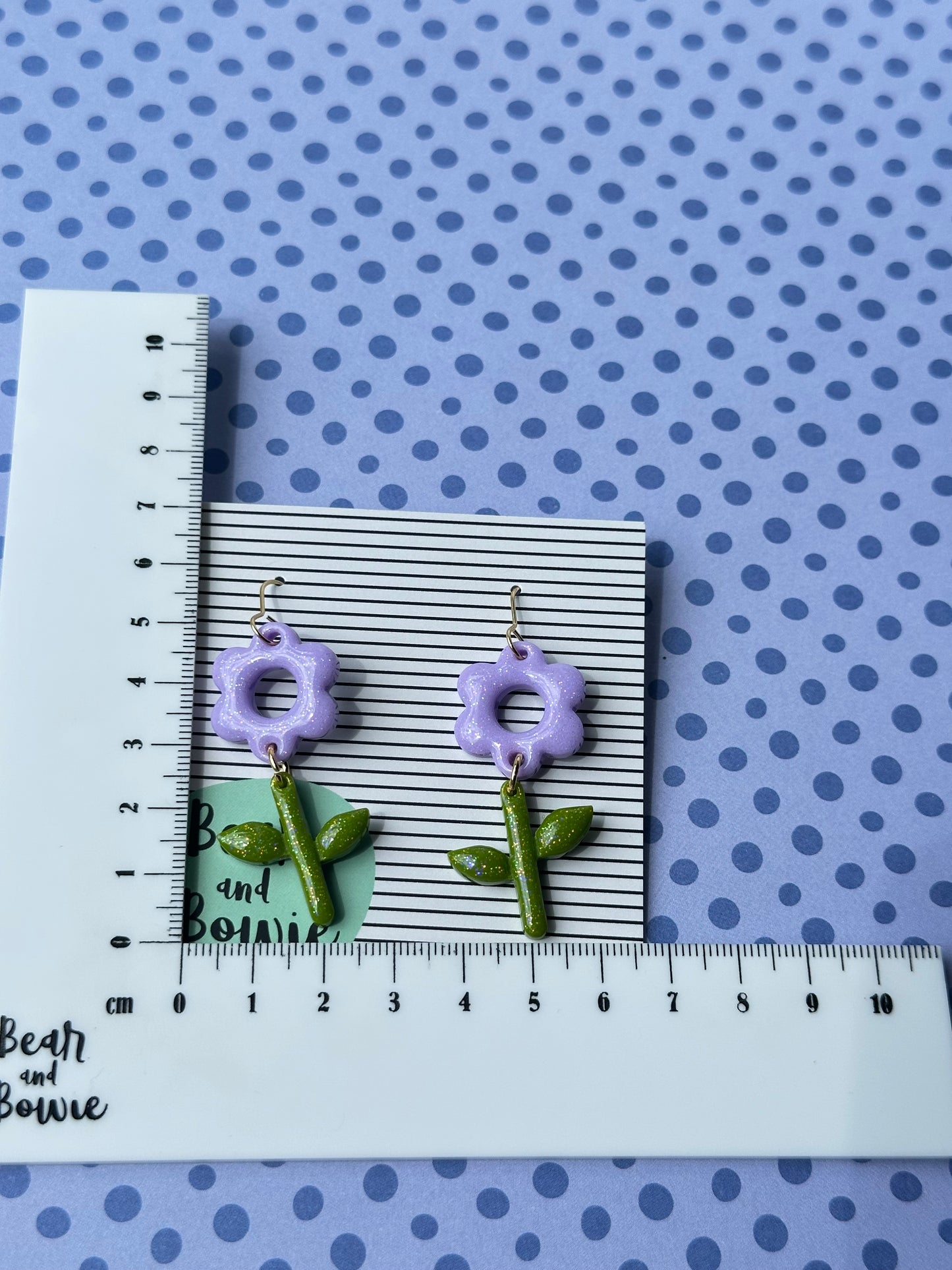 Purple Flower and Stem Dangles