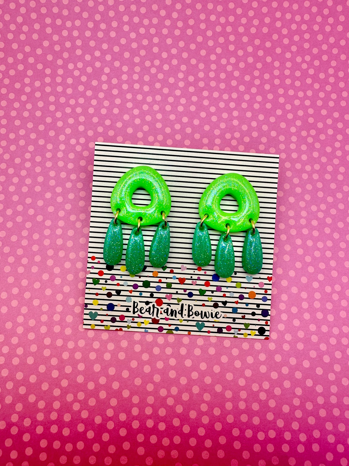 Two Tone Bright Green Earrings