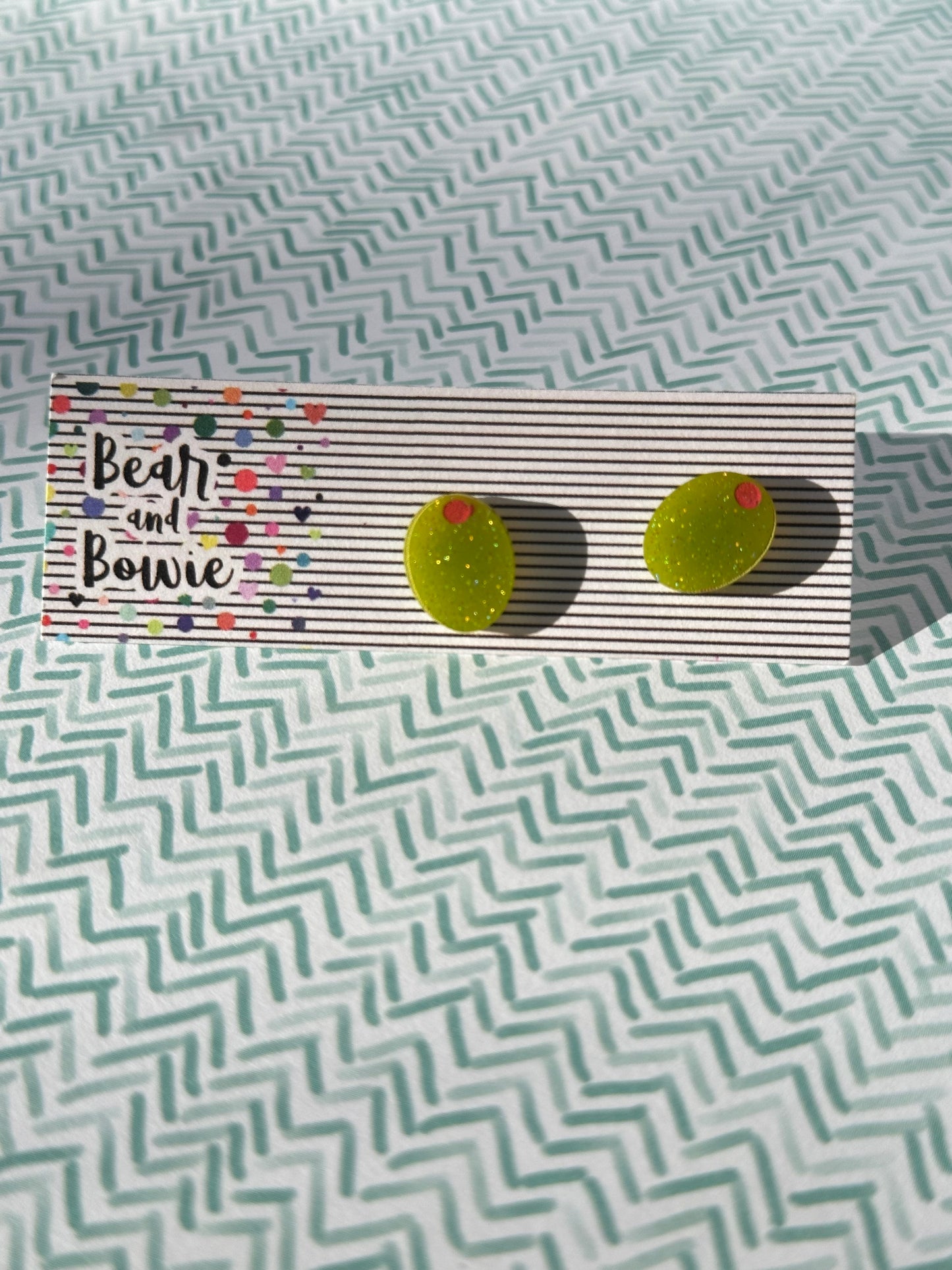 Green Olive Stud Earrings