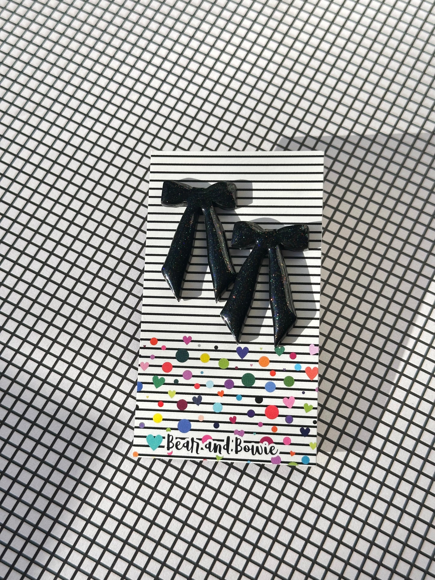 Black Bow Large Stud Earrings