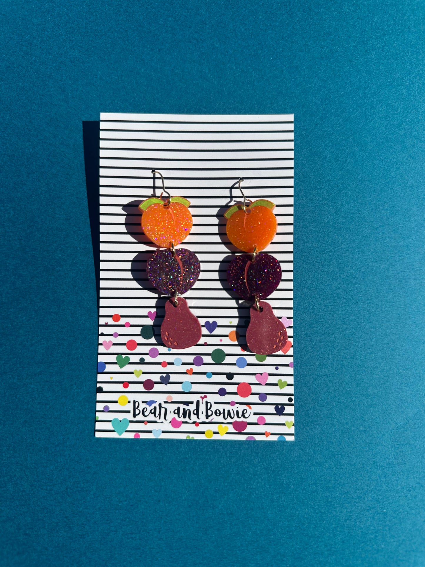 Peach, Plum, Pear Dangle Earrings