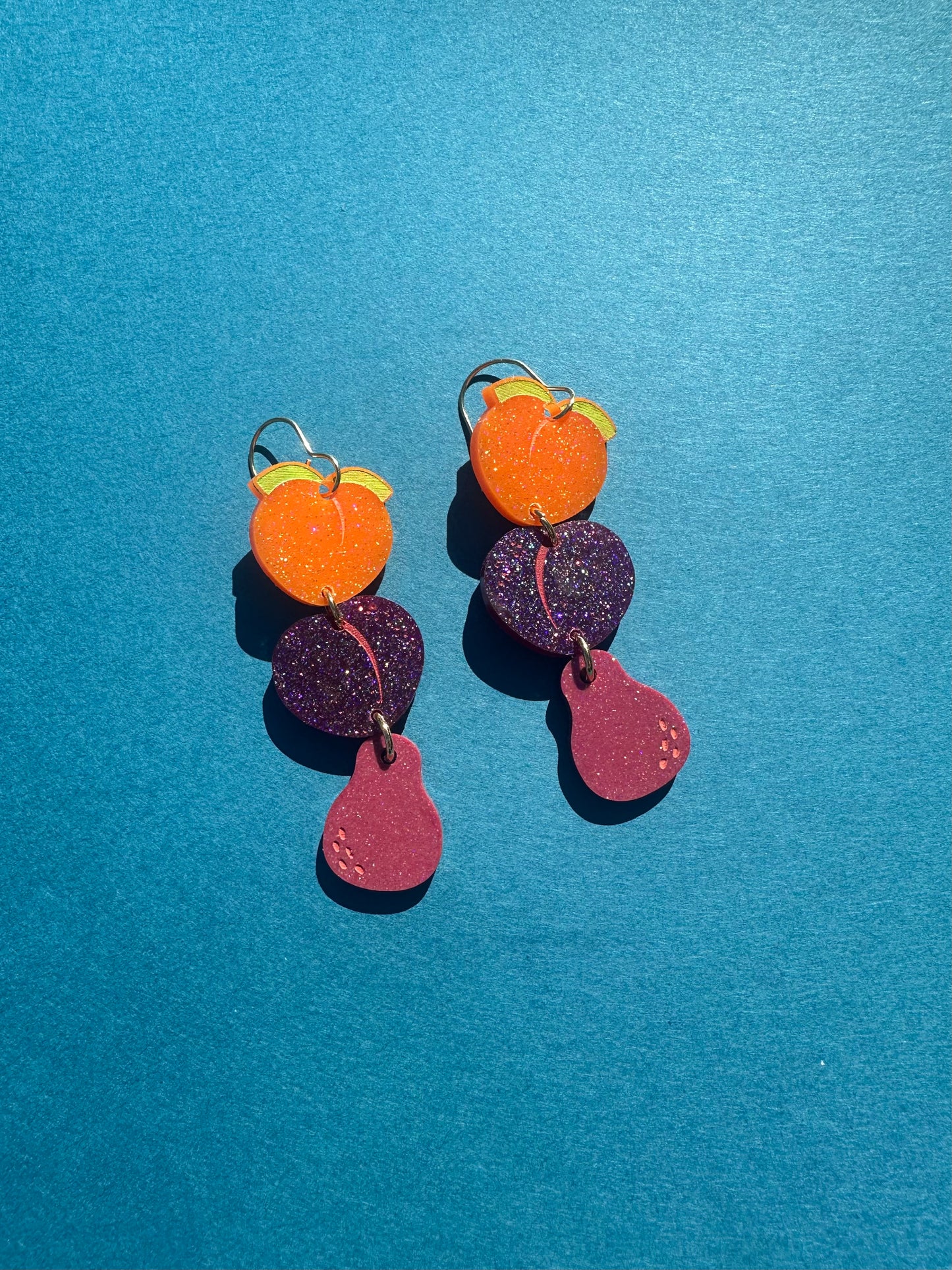 Peach, Plum, Pear Dangle Earrings