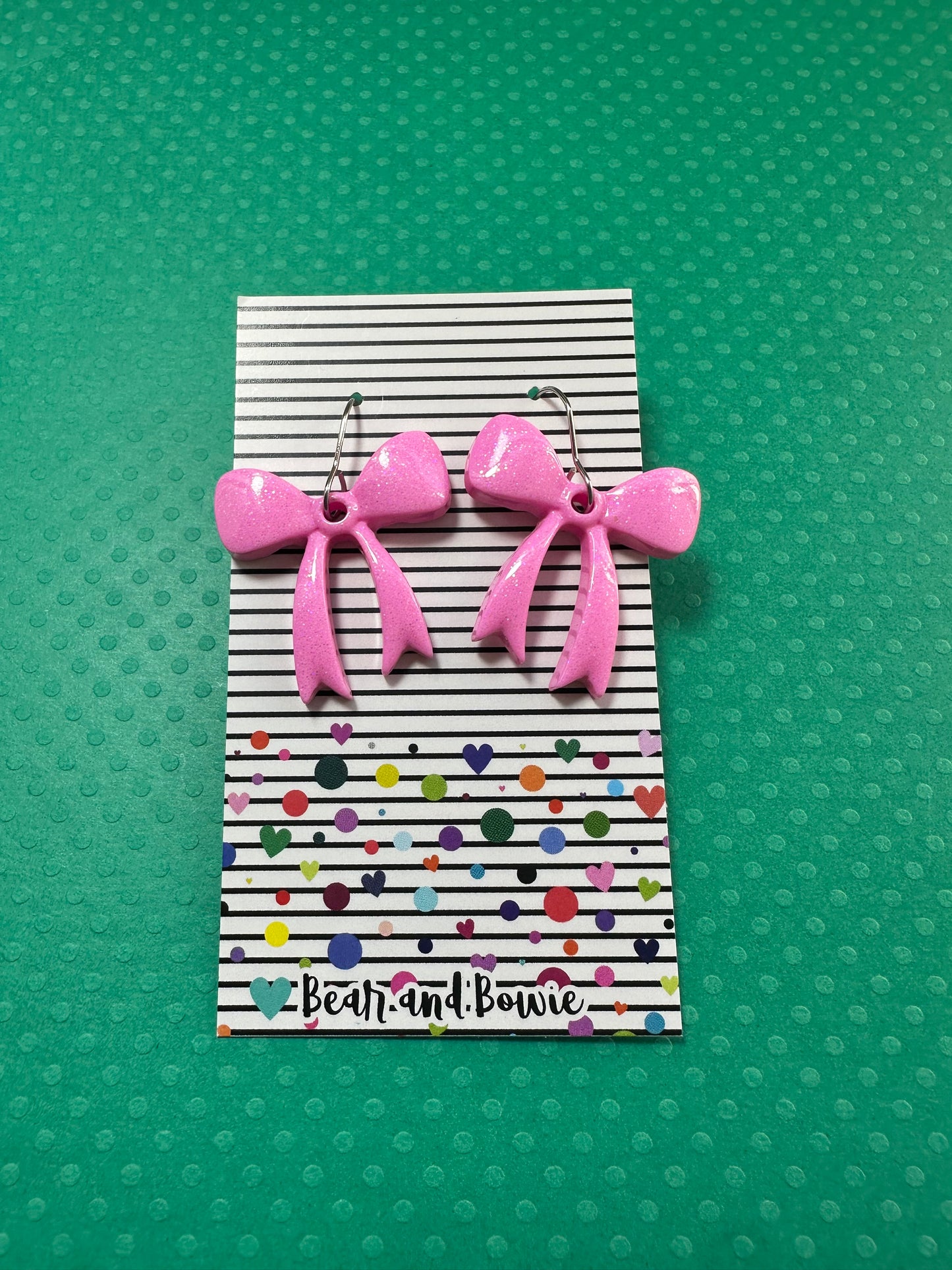 Pink Bow Dangle Earrings
