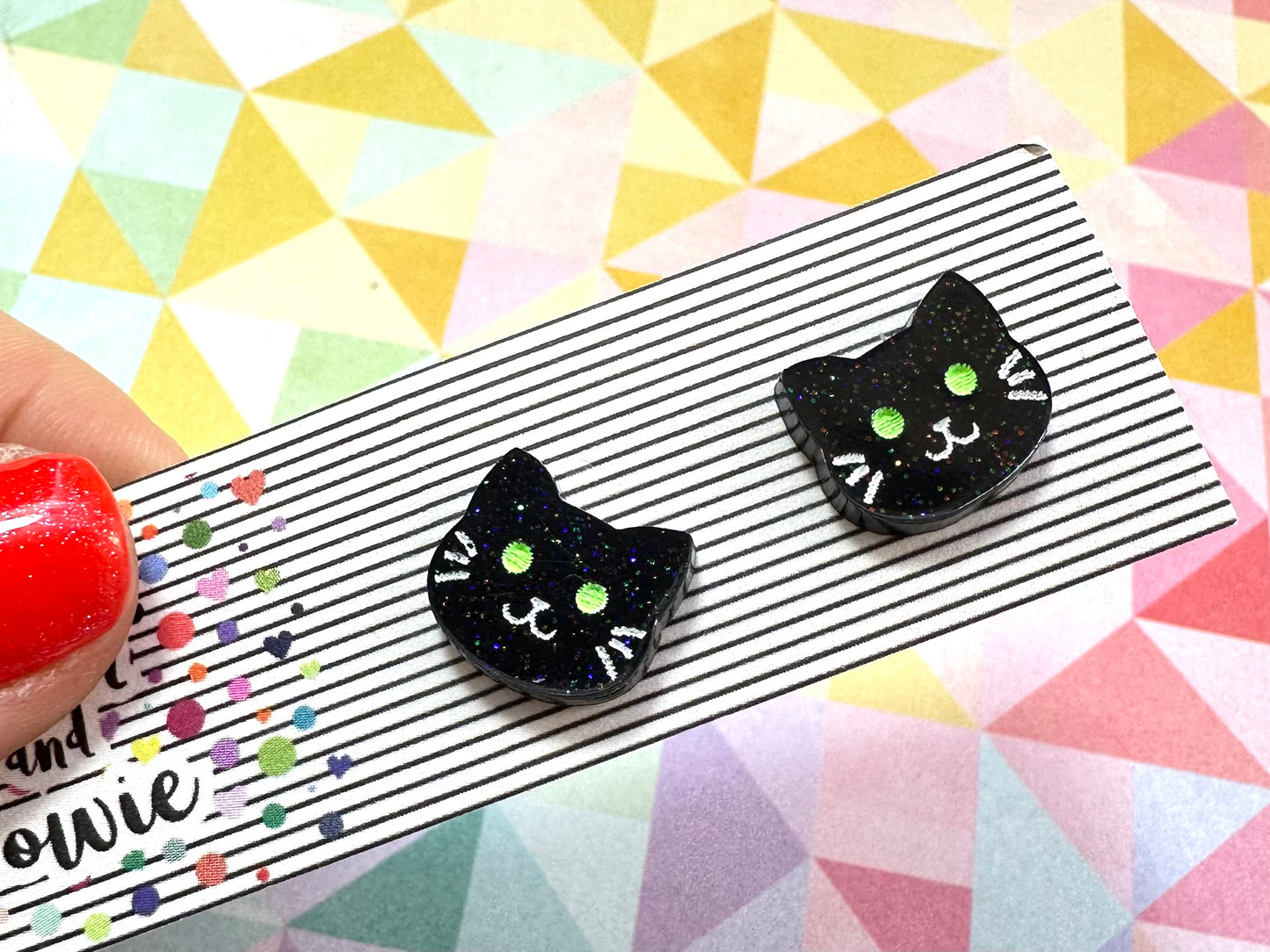 Black Cat Stud Earrings