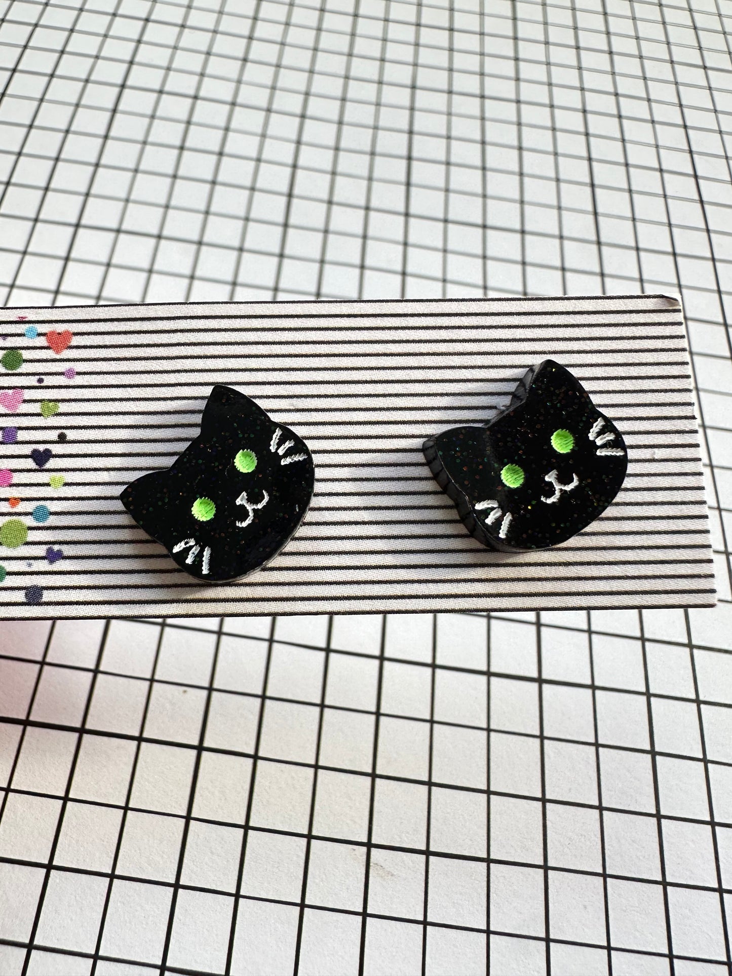 Black Cat Stud Earrings