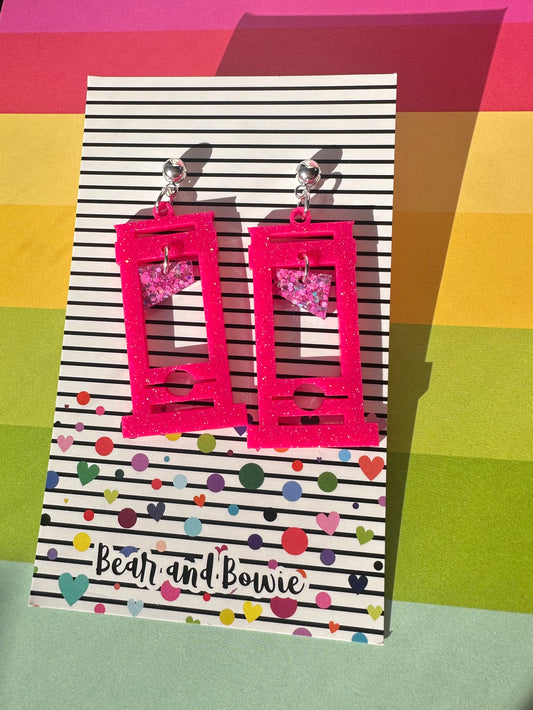Pink Guillotine Earrings