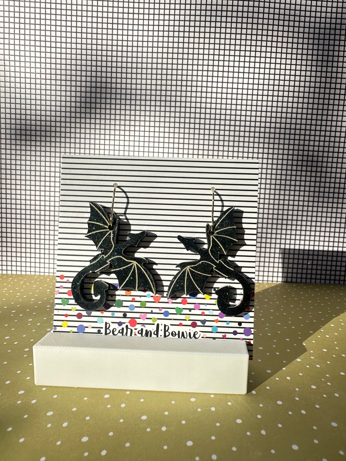 Black and Gold Dragon Earrings