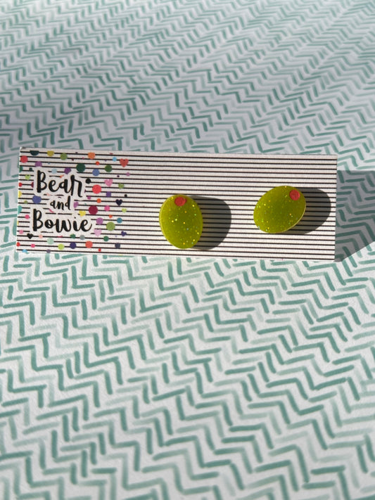 Green Olive Stud Earrings