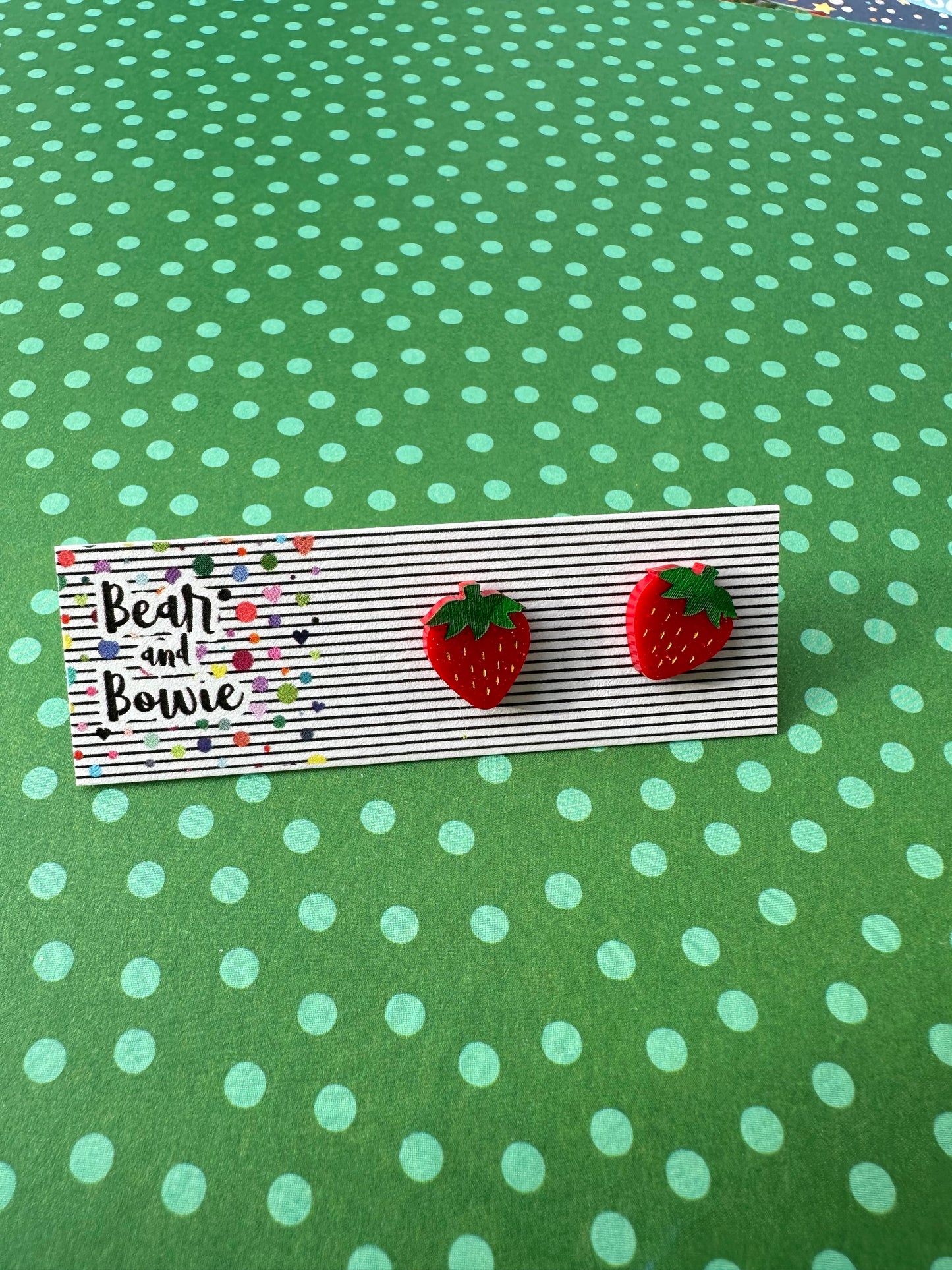 Red Strawberry Stud Earrings